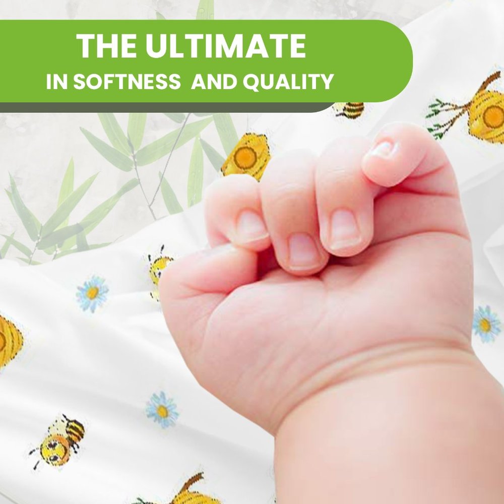 Swaddling Blanket for Newborn Baby Super Soft 70% Bamboo 30% Cotton Bumble Bee - Picture 4 of 7